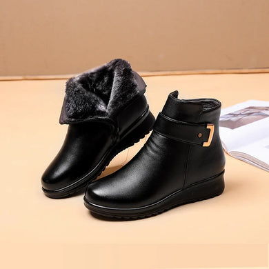 🔥HOT SALE 49% OFF🔥Genuine Leather Metal Buckle Velvet Boots