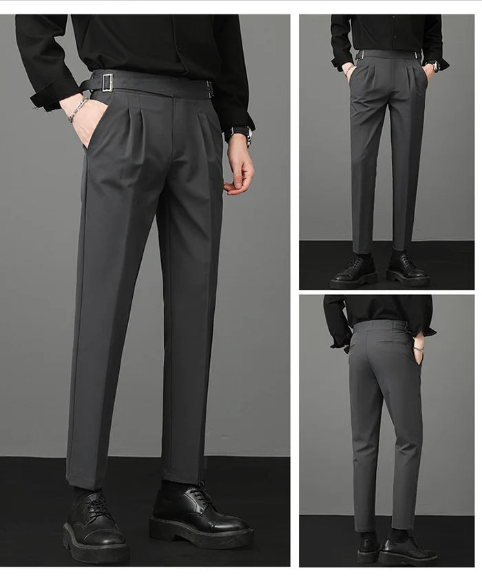 Amazon.com: Men's Stretch Dress Pants Slim Fit Skinny Suit Pants Formal  Trousers Flex Flat Front Straight Fit Pant (28,Black) : Clothing, Shoes &  Jewelry